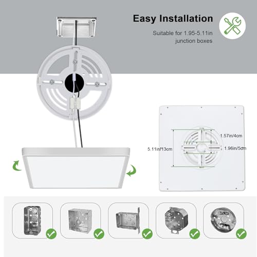 white Goeco 12 Inch Square Flush Mount LED Ceiling Light, 24W 6500K Daylight Cool White, Super Bright Surface Mount Ceiling Light Fixture for Bedroom, Living Room, Kitchen, Bathroom, Laundry Room, Closet